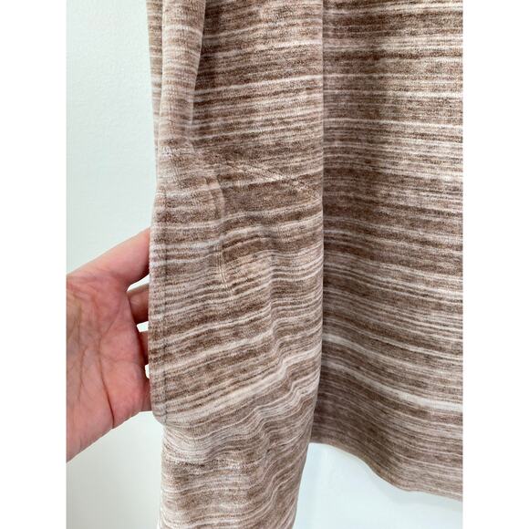 Pure Jill J Jill V-neck Tan Space Dye Velour Tunic Sweater Pockets Size M Luxury - Picture 3 of 8